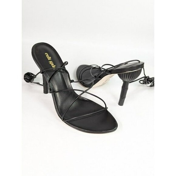 Cult Gaia Women's Soleil Black Lace Up High Heel Sandals Size 39 (MSRP $388) - Picture 3 of 9